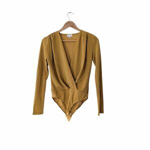 Kit + Sky Marigold Faux Wrap Long Sleeve Bodysuit